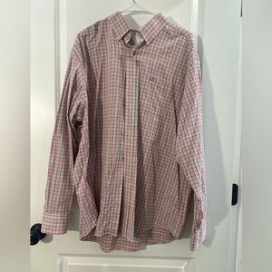 Southern Tide Red and White Plaid Button Down Shirt